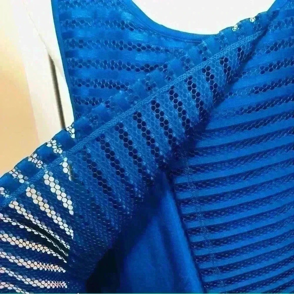 Lemon Tree Women Large Royal Blue Hi low Tank Top Soft Stretch Back Faux Wrap - Picture 8 of 11